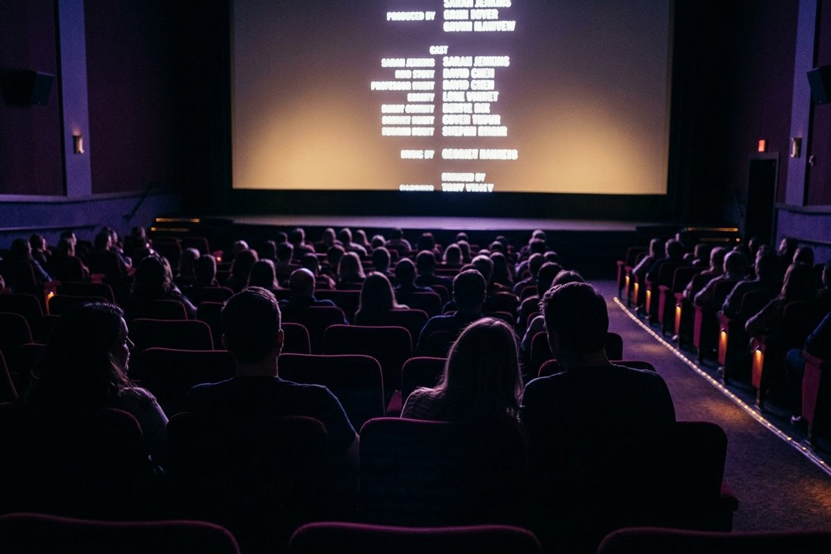 Penonton bertahan di kursi bioskop membaca kredit hingga layar gelap