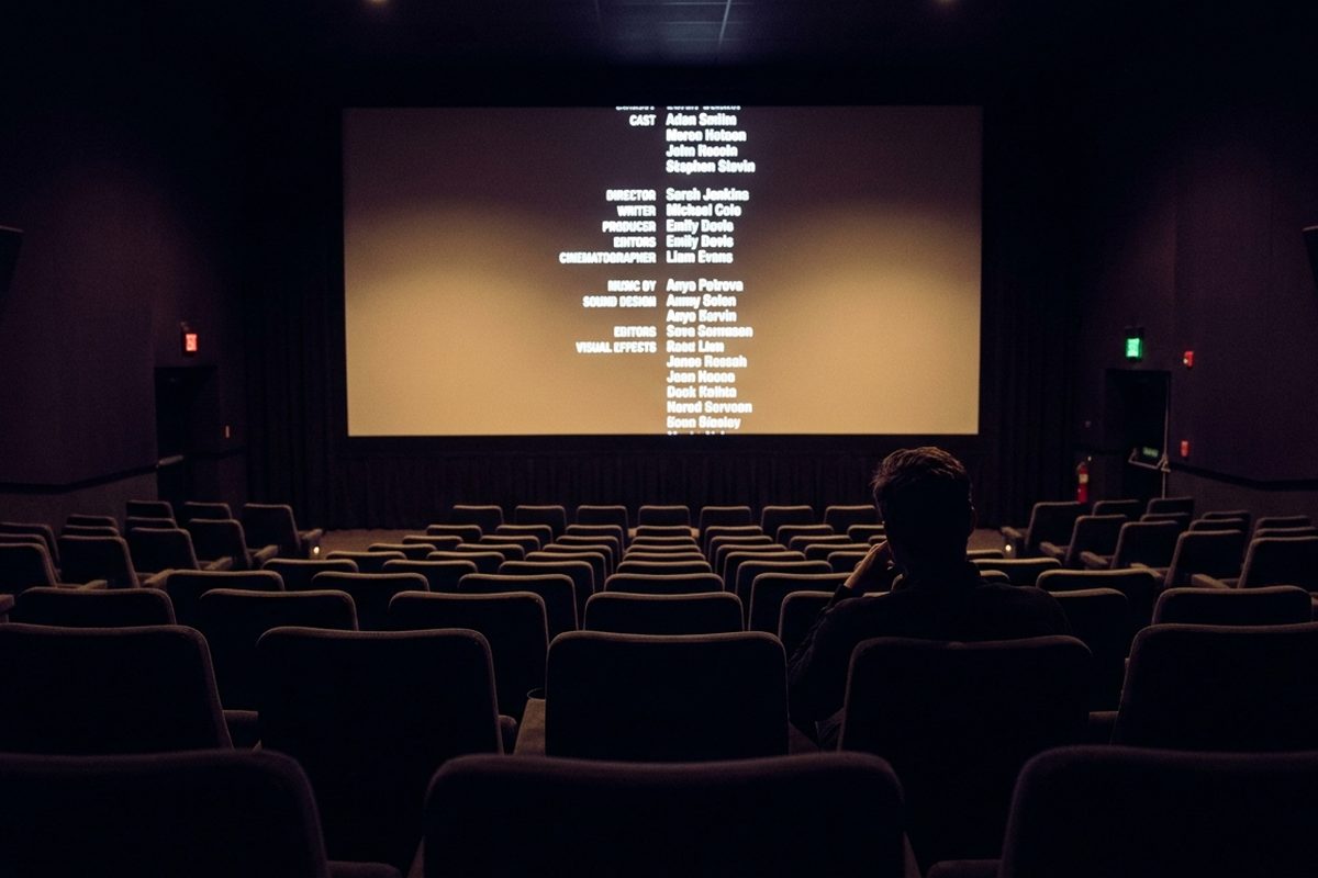 Deretan nama di layar akhir film bergulir perlahan dalam ruangan gelap